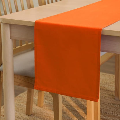 Encasa XO Table Runner 13"x72" Long | Cotton Canvas Fabric | Orange Solid Color | Machine Washable & Durable