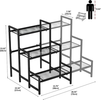3-Tier Expandable Metal Plant Stand, Adjustable Stair Rack | Expandable 3-tier - Image 2