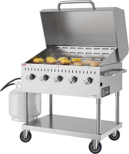 36 in. Commercial Outdoor Propane Gas Grill With Roll Dome Cover in Stainless-Steel (CGKIT3-36D)