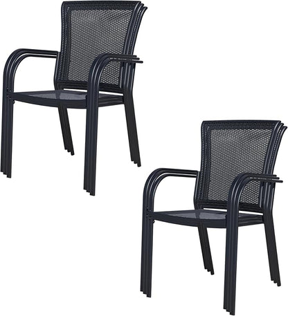 Outdoor Metal Patio Chairs Set of 6, Stackable Iron Mesh Dining Chairs - Image 7