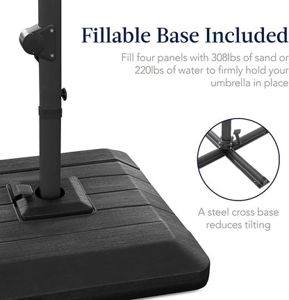 Best Choice Products 12x12ft LED Cantilever Patio Umbrella w/Base Included & - Image 3