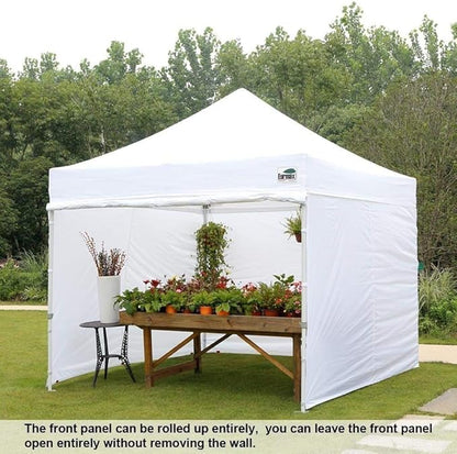 Eurmax USA 10'x10' Pop-up Canopy Tent Commercial Instant Canopies with 4 Removable Zipper End Side Walls and Roller Bag, Bonus 4 SandBags(Orange)
