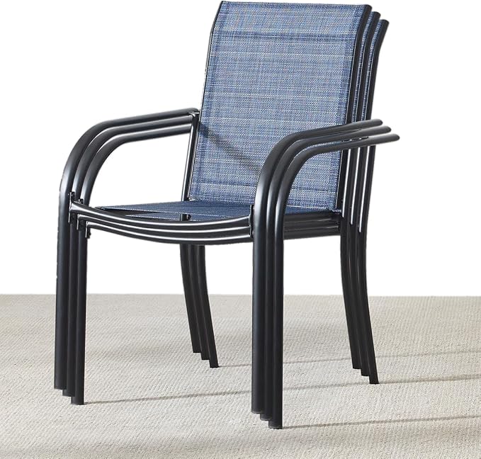 Stackable Patio Chairs Set of 2, Outdoor Dining Chairs - Image 5