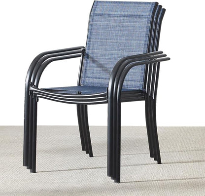 Stackable Patio Chairs Set of 2, Outdoor Dining Chairs - Image 5