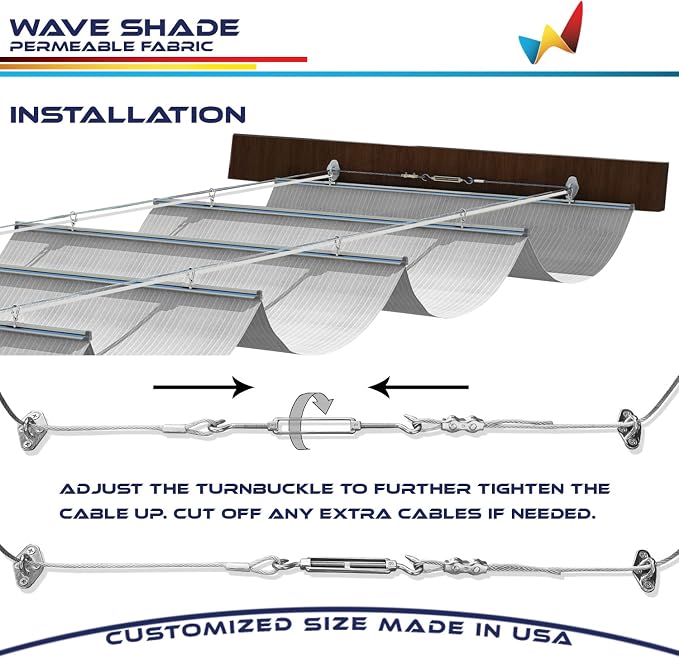 Windscreen4less 3' x 36' Retractable Sun Shade Canopy Cover Sliding Wave Shade - Image 6