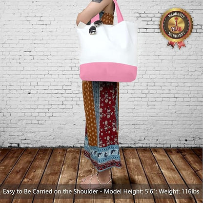 TOPDesign 1-Pack Super Strong Large 12oz Cotton Canvas Tote Bag, Reusable Grocery Shopping Cloth Bag, Fashionable Two-Tone Tote for Crafts, DIY Your Creative Designs