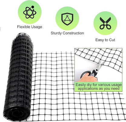 Windyun 2 Roll 100 ft 200 ft in Total Plastic Mesh Fence Roll Safety Construction Barrier Netting Outdoor Snow Temporary Garden Animal Fencing for Poultry, Chicken, Dog, Patio(Black)
