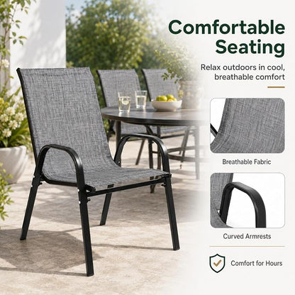 Majnesvon Outdoor Patio Chairs Set of 8, Stackable Patio Chairs, Front Porch - Image 4