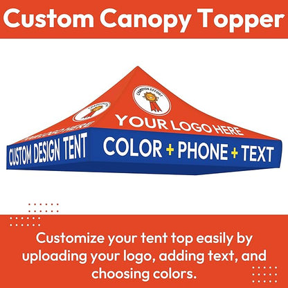 Custom Canopy Tent Top with Logo 10x10 | Pop Up Vendor Tent for Trade Shows, Events | Full-Color Printing | Optional Walls or Heavy-Duty Aluminum Frame | Waterproof UV Fabric | Expedited Service