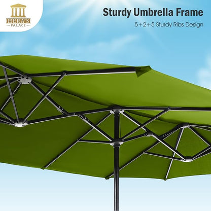 13 ft Large Double-Sided Patio Umbrella, Outdoor Umbrella, Lime | HERA'S PALACE - Image 4