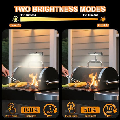 Barbecue Grill Light for Outdoor, Rechargeable 360° Rotatable Waterproof LED Light with Ultra-Bright COB LED, Magnetic Base, Grill Accessories, Smoker BBQ Grilling Gift for Men Dad Him
