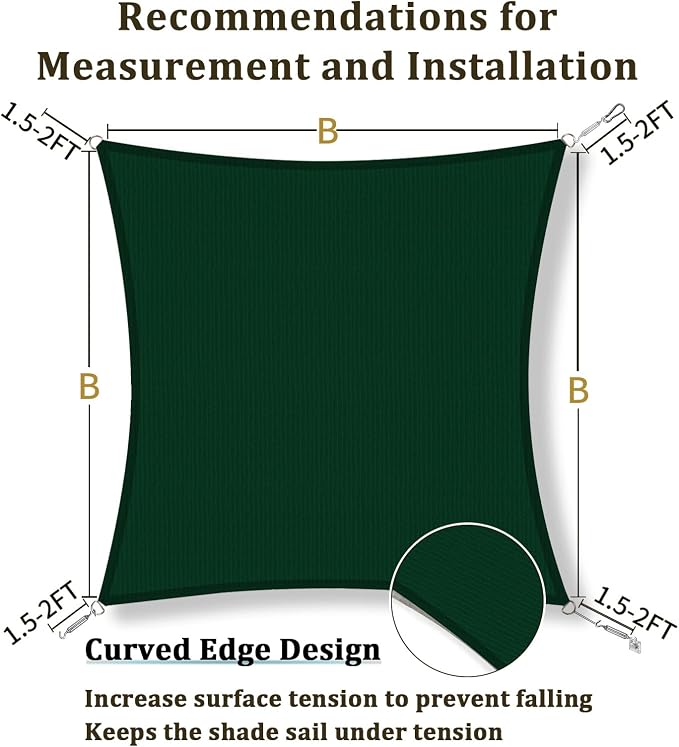 Shade&Beyond 25'x25' Sun Shade Sail Canopy Square, UV Block Breathable Curved - Image 5