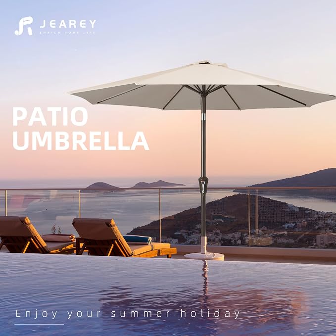 JEAREY 9FT Outdoor Patio Umbrella, Market Umbrella, Tilt & Crank UV Protection - Image 7