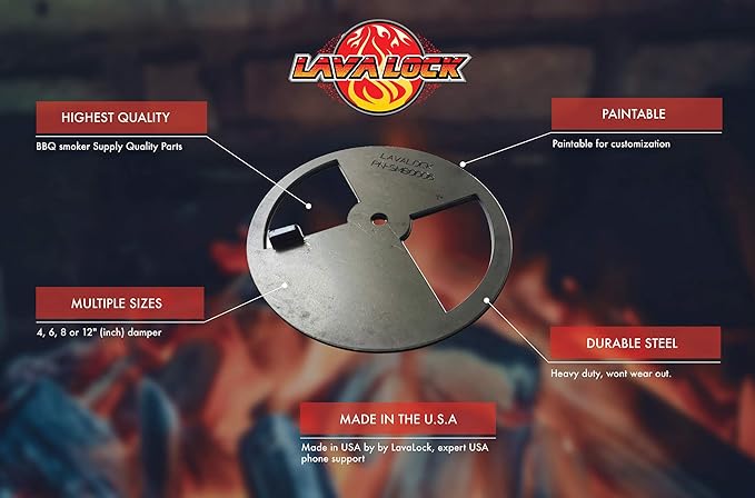 LavaLock Smoker Pinwheel bbq air damper pit grill vent, STEEL 4 6 8 12 (12" diameter)