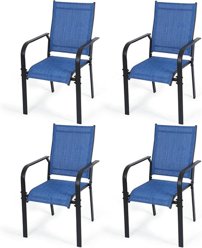 Patio Dining Chairs Set of 4, All-Weather High Back Textilene Stackable Chairs by DELMANGO