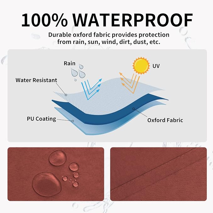 Easy-Going 100% Waterproof Outdoor Curtains 54x108 inch, Terra Red | Windproof - Image 2