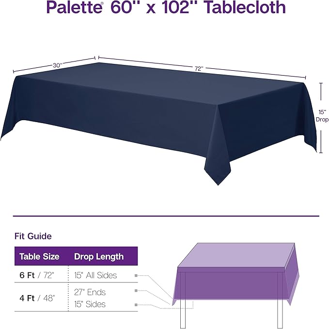 Gee Di Moda Rectangle Tablecloth - 60 x 102 Inch Caribbean Table Cloth for 6 Foot Rectangle Tables - Heavy Duty Washable Fabric - for Holiday Party, Dinner, Weddings, Baby Shower & Events