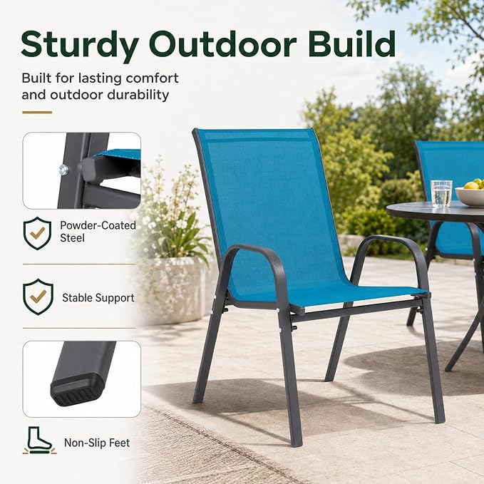 Majnesvon Outdoor Patio Chairs Set of 8, Stackable Patio Chairs, Front Porch - Image 3