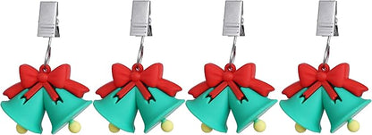 TwoFish Home Set of 4 Xmas Bell Tablecloth Weights Clips Handicraft Xmas Bell Tablecloth Clips Pack of 4