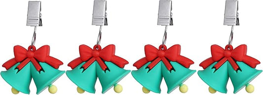 TwoFish Home Set of 4 Xmas Bell Tablecloth Weights Clips Handicraft Xmas Bell Tablecloth Clips Pack of 4