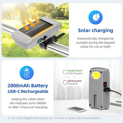 Solar Grill Light for Blackstone Griddle & Weber Grill, USB-C Solar Rechargeable 360° Rotation Automatic On/Off BBQ Light for Blackstone Griddle Accessories,Perfect BBQ Present for Men Women Him Her