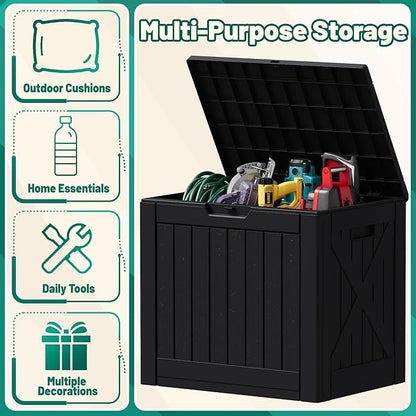 Devoko 40 Gallon Deck Box Outdoor Storage Box Waterproof for Patio, Large Outdoor Storage Bench Lockable for Outside (Black, 40 Gallon)