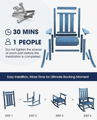 Oversized Outdoor Rocking Chair Set of 6, HDPE Patio Rockers - Image 8
