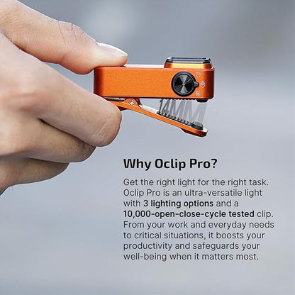 OLIGHT Oclip Pro EDC Flashlight Clip-on Light, Rechargeable 500 Lumens with Three Lighting Solutions Type-C Charging, Magnetic Flash Lights for Signaling, Cycling, Outdoor or Indoor Use(Orange)