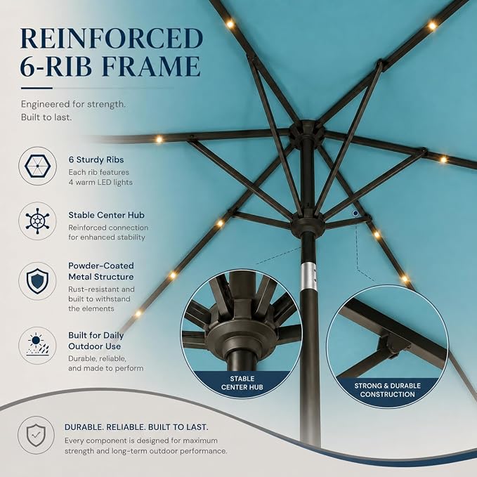 6.5 x 10ft Rectangular Patio Umbrella - Image 4