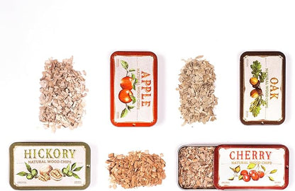 Cocktail Smoker Wood Chips 4 Natural Flavors: Oak, Cherry, Hickory & Apple | Whiskey & Old Fashioned Smoking Chips