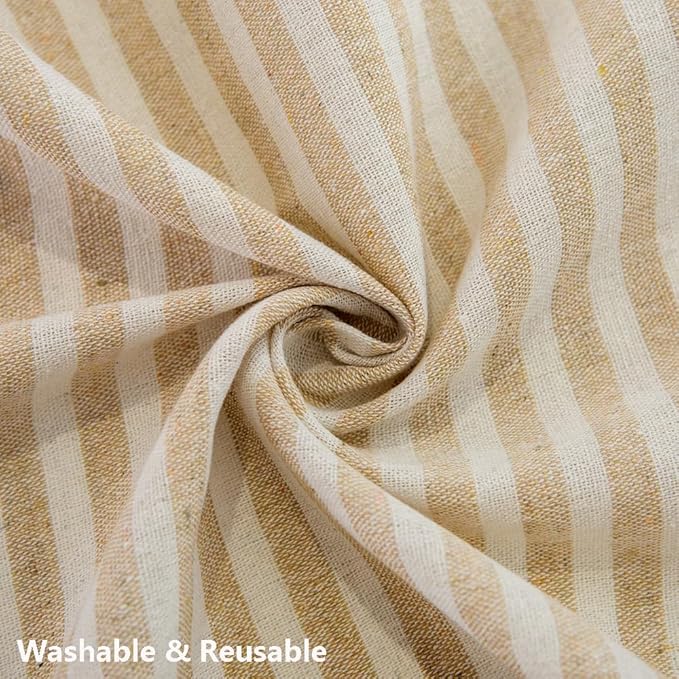 TruDelve Rectangular Tablecloth Beige Striped Cloth Tablecloths with Tassels Rustic Fall Table Cloth Rectangle Table Cover (Beige,70"x55",Rectangular)