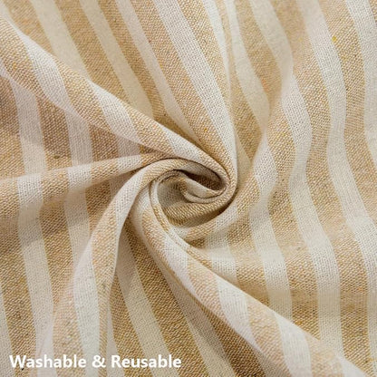 TruDelve Rectangular Tablecloth Beige Striped Cloth Tablecloths with Tassels Rustic Fall Table Cloth Rectangle Table Cover (Beige,70"x55",Rectangular)