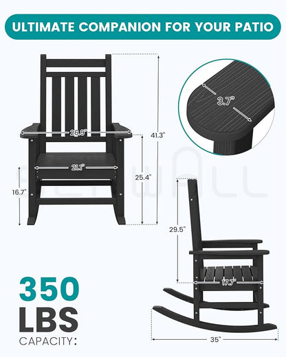 SERWALL Outdoor Rocking Chair Set of 2, HDPE Rocking Chairs - Image 3