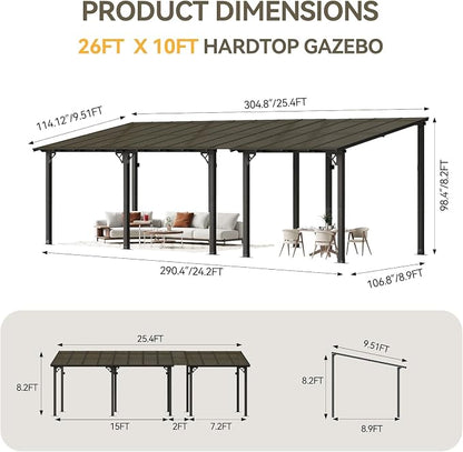 Aoxun 26’x10’ Gazebo for Patio, Gazebo Pergola - Image 2