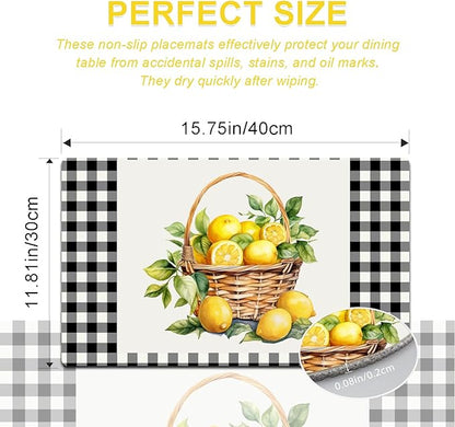 Placemats Set of 4 - Faux Leather Heat Resistant Placemats for Dinner Table, Non-Slip Waterproof Oil-Proof Washable Reusable Placemat for Indoor Outdoor Kitchen Decor, 15.75In*11.81In
