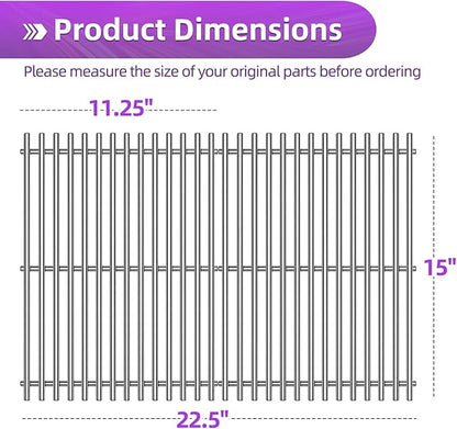 9MM 15" Stainless Steel Grill Grates for Weber Spirit E-210 Spirit E/S 200 & 210 Genesis Silver A Spirit 500 Gas Grill with Side Control Panel for Weber 7522 65905 65904 Spirit 200 Series