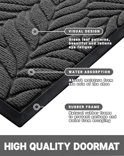 Yimobra Front Door Mat Outdoor Indoor, 29.5x17 All-Season Waterproof Door Mat Outside Entrance, All-Weather Non-Slip Outside Doormat for Garage Patio Entryway, Grey