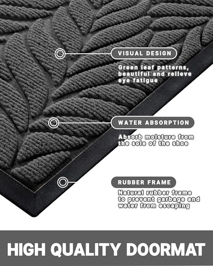 Yimobra 36x24 Large Door Mat Outdoor Indoor, All-Season Waterproof Door Mat Outside Entrance, All-Weather Non-Slip Outside Doormat for Garage Patio Entryway, Grey