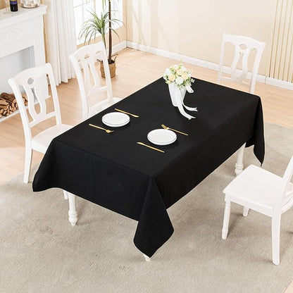 BALCONY & FALCON Rectangle Tablecloth Washable Wrinkle Resistant and Water Proof Table Cloth Decorative Linen Fabric Tablecloths for Dining Parties Kitchen Wedding and Outdoor (Graphite Black, 55x95)