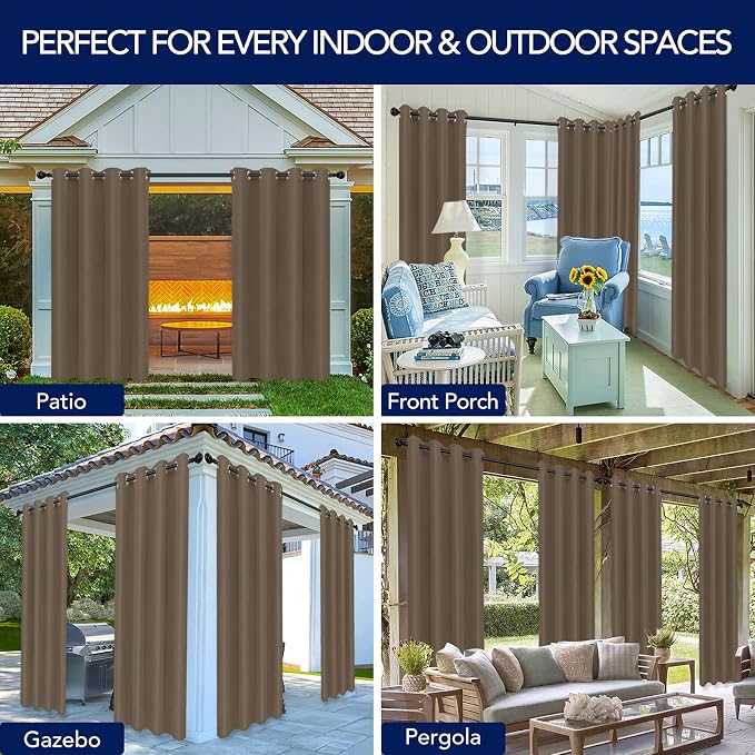 PureFit Outdoor Curtains for Patio Waterproof Weatherproof Outside Curtains | - Image 5