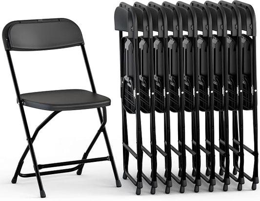 10 Pack Foldable Plastic Chair | Folding & Stackable | 350 lbs Capacity Steel by OurModernSpace