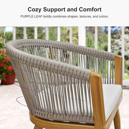 PURPLE LEAF Outdoor Dining Set for 10 All-Weather Aluminum 11 Piece Furniture Sets with Woodgrain Table and Rope Weave Chairs Included Cushions for Backyard Indoor Decor Kitchen Patio Set Teak Color