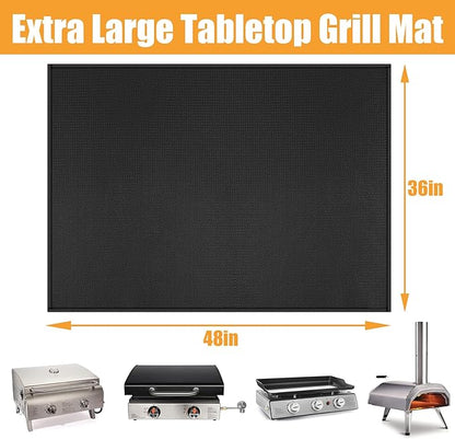 36x48in Heat Resistant Grill Mats for Outdoor Grill to Protect Your Prep Table and Outdoor Grill Table - Fire Proof & Water Proof & Oil Proof BBQ Mat - Black (1mm)