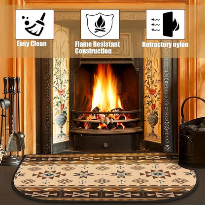 Demissle Cabin Fireplace Hearth Rug Fireplace Mats Cabin Southwestern Fireproof Rug Fire Resistant Mat for Wood Stove Floor for Kitchen Indoor Outdoor(24 x 36 Inch,Cute)
