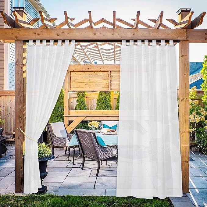 NICETOWN 2 Panels Indoor Outdoor Waterproof Patio Curtains, Sticky Tab Top Soft - Image 6