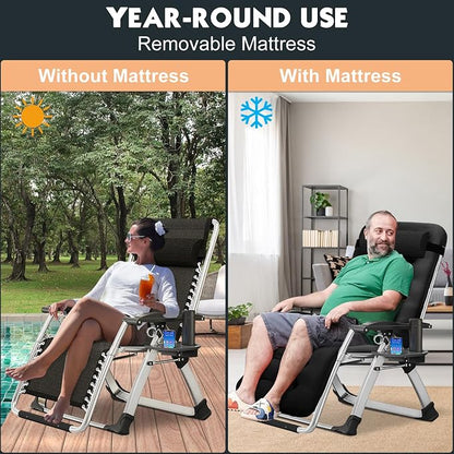 MOPHOTO Zero Gravity Chair, Outdoor Padded Lounge Chair - Image 4
