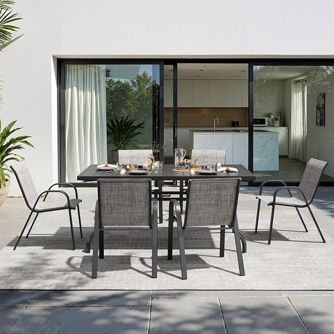 Patio Chairs Set of 6, Stackable Outdoor Dining Chairs - Image 3