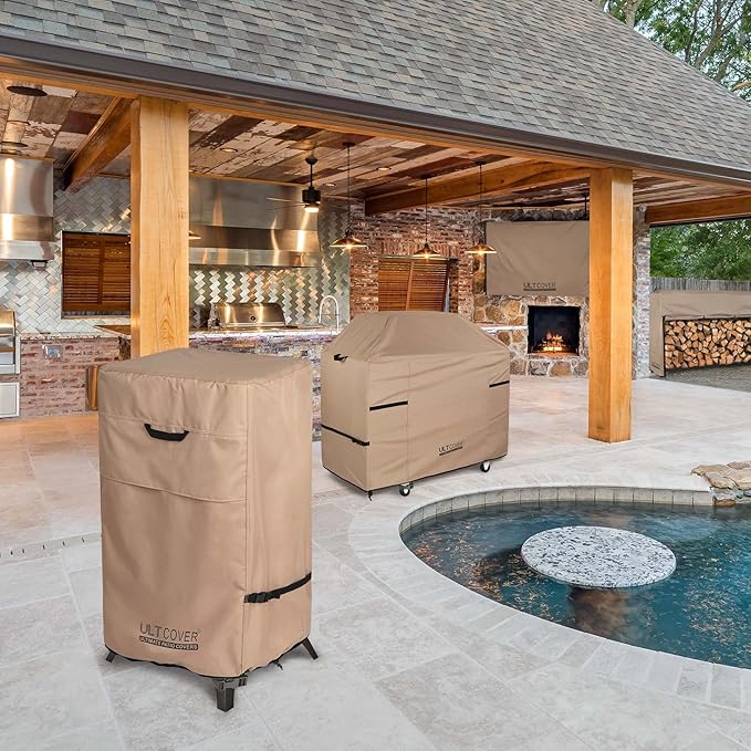 ULTCOVER Waterproof Vertical Electric Smoker Cover 40 inch for Most Square Gas Propane BBQ Smokers Size Upto 25W x 20D x 43H inch