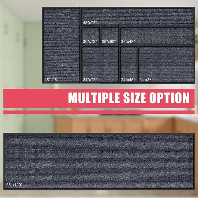 Kuyal Front Door Mat, 3'x5' Indoor Outdoor Entrance Mat, Commercial Floor Mats Inside Outside Entrance, Heavy Duty Durable Welcome Mats, Rubber Backing Non Slip Outdoor Mats for Entryway,Dark Gray