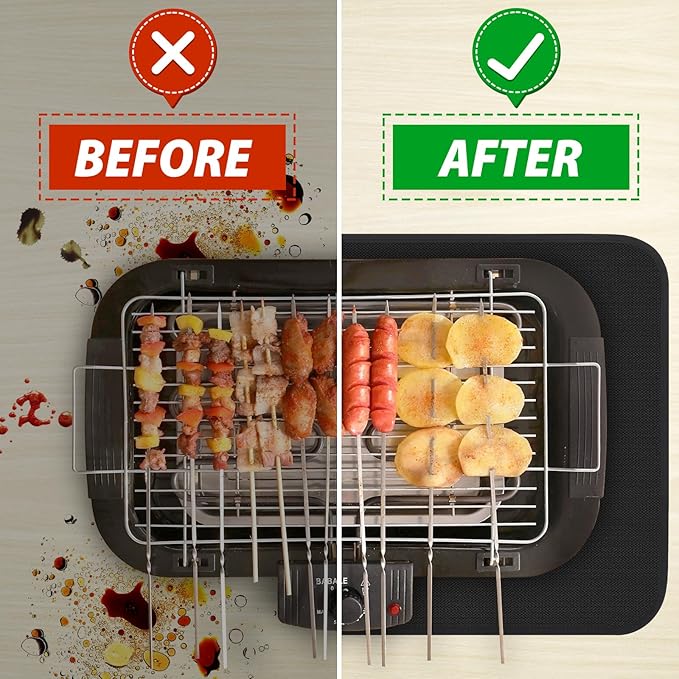 Under Grill Mat for Outdoor Grill, 15 x 18 Inchs Heat Resistant Grill Mat for Countertop, Fire Pit Mat, Double-Sided Fireproof Grill Pad, Oil-Proof Waterproof BBQ Protector for Table (1.2mm)